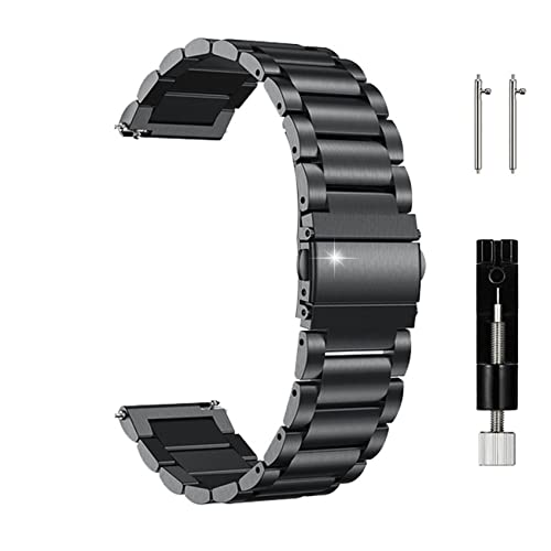 JUSUTEK Correa de reloj universal de aleación de titanio 2023 de 18/20/22 mm, correa de reloj de metal de liberación rápida, bandas de titanio compatibles con hombres y mujeres (20 mm, negro-A)