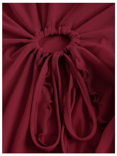 SOLY HUX Women's Mesh Drawstring Split Tube Top Strapless Sleeveless Asymmetrical Hem Summer Tops3