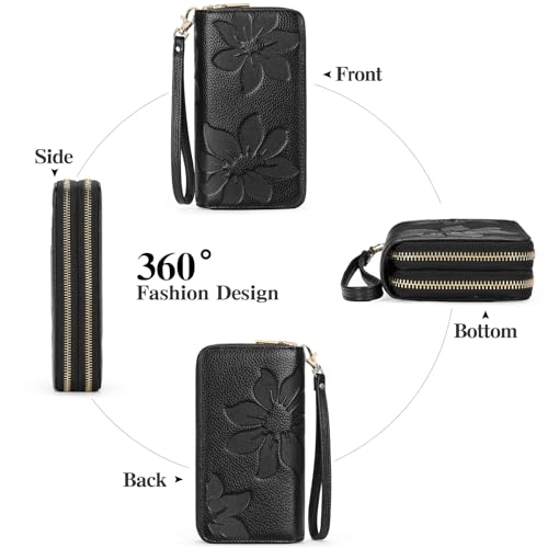 Goiacii Women'S Wallet Large Capacity Double Zip Around Credit Card Holder Leather Ladies Wallet thumb #7