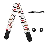 FOR U DESIGNS Guitar Straps Adjustable Shoulder Strap with Dachshund and Red Heart Design,Guitar Acc