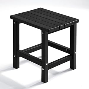 PASAMIC Adirondack Square Side Table, HDPE Outdoor Side Tables, Weather Resistant End Table for Patio, Backyard, Pool, Indoor Companion, Beach, Easy Maintenance (Black)