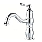 kisimixer Rubinetto Bagno Lavabo Ottone Antico, Miscelatore Lavabo Rubinetto Girevole a 360°, Rubinetto Bagno Monocomando per lavabo e Cucina,Calda e Fredda del Rubinetto (Antico Cromo)