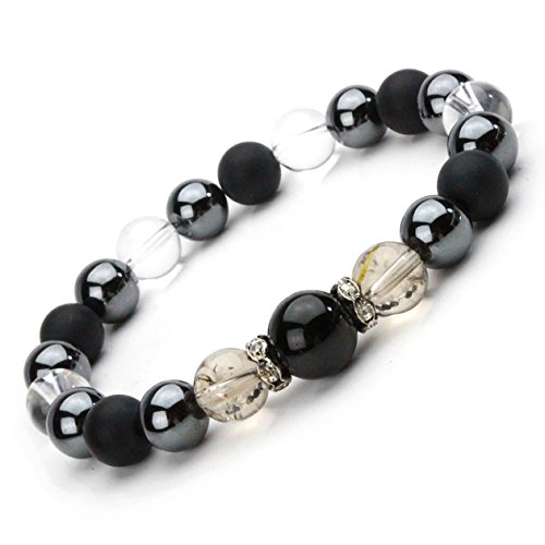 [ ハッピーボム ] トルマリン ブラック 大粒 12mm 10月 誕生石 コンビネーション ブレスレット 天然石 パワーストーン 内周18cm 11001_TRB_18