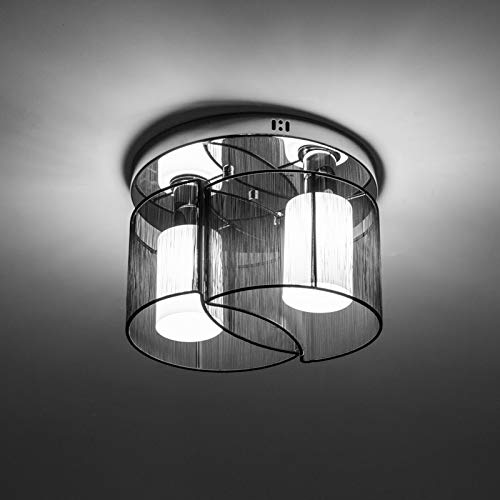 LightInTheBox 2 Lights Semi Flush Mount Ceiling Light Finish Pendant Light Black Drum Chandelier Fixture for Bedroom,Living Room,Dining Room,Hall