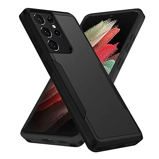 FDTCYDS Capa para Samsung Galaxy S21 Ultra à prova de choque armadura de silicone híbrida robusta - preta
