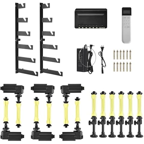 Wellmaking 6 Roller Electric Backdrop Support System Wall Mount Motorized Electric Photo Background with Remote for Studio Live Game Video Background Home, Compatible with Light Stands, Walls, Ceiling Cover