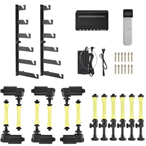 Wellmaking 6 Roller Electric Backdrop Support System Wall Mount Motorized Electric Photo Background with Remote for Studio Live Game Video Background Home, Compatible with Light Stands, Walls, Ceiling