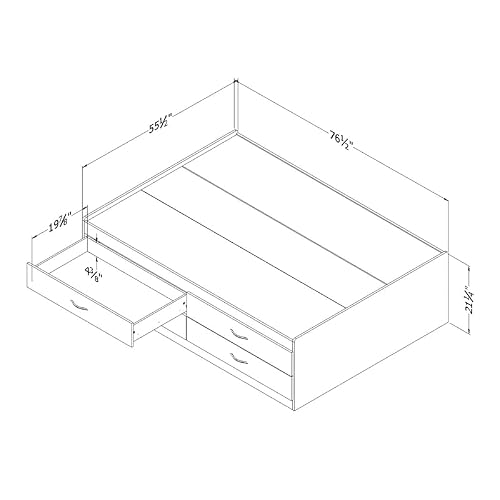 South Shore Step One Captain Bed With 4 Drawers-Full-Weathered Oak #TOP28