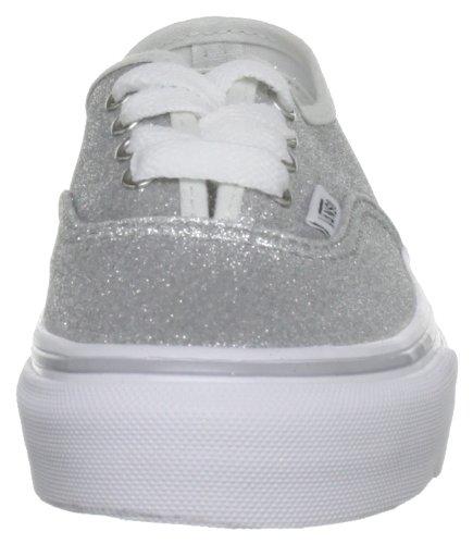 Image of Vans Girl's Fashion Sports Canvas Trainer, Glitter Silver, UK 2 /US 00
