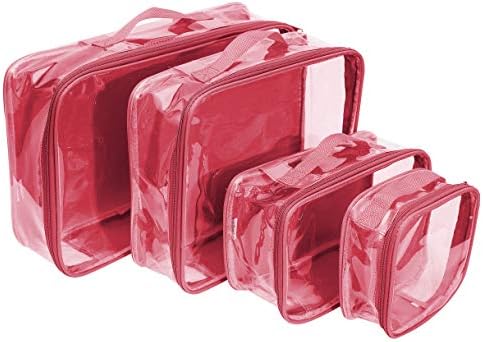 EzPackingClear Packing Cubes set of 4 / Packs 7-10 Days of Clothes/Premium PVC Plastic Storage Cube