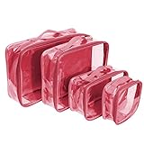 Clear Travel Packing Cubes Set of 4 for Carry On (XS, Small, Medium, Large) / See-Through Clothes Or