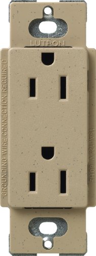 Lutron SCRS-15-TR-MS Satin Colors 15-Amp Tamper Resistant Receptacle, Mocha Stone