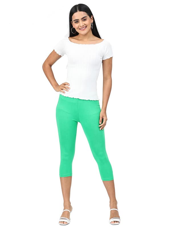 Image of Robinbosky Premium Stretchable Cotton Capri Legging for Women | Suitable for Formal wear & Casual wear | High-End Elastic Makes. The Leggings Squat Proof and Durable for Travel, Yoga, & Workout.