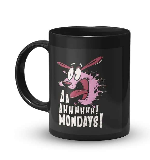 The Desi Monk Courage The Cowardly Dog Printed Black Mug with Print | Monday Coffee Mug 11oz | Milk Mug This Mug is Microwave and Dishwasher Safe 330ml | MUG-53
