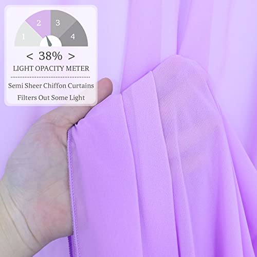Romankas Chiffon Curtain For Backdrop Semi Sheer Lavender Curtains Drapes 10Ft 2 Panels Chiffon Fabric Wedding Drapes Lilac Drapes For Backdrop Tulle Party Window Curtains For Ceiling Arch Decoration #TOP4