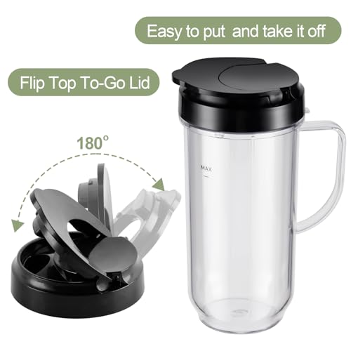 Conjunto de 4 vasos altos de 22 oz con tapa para licuadora miniatura 6