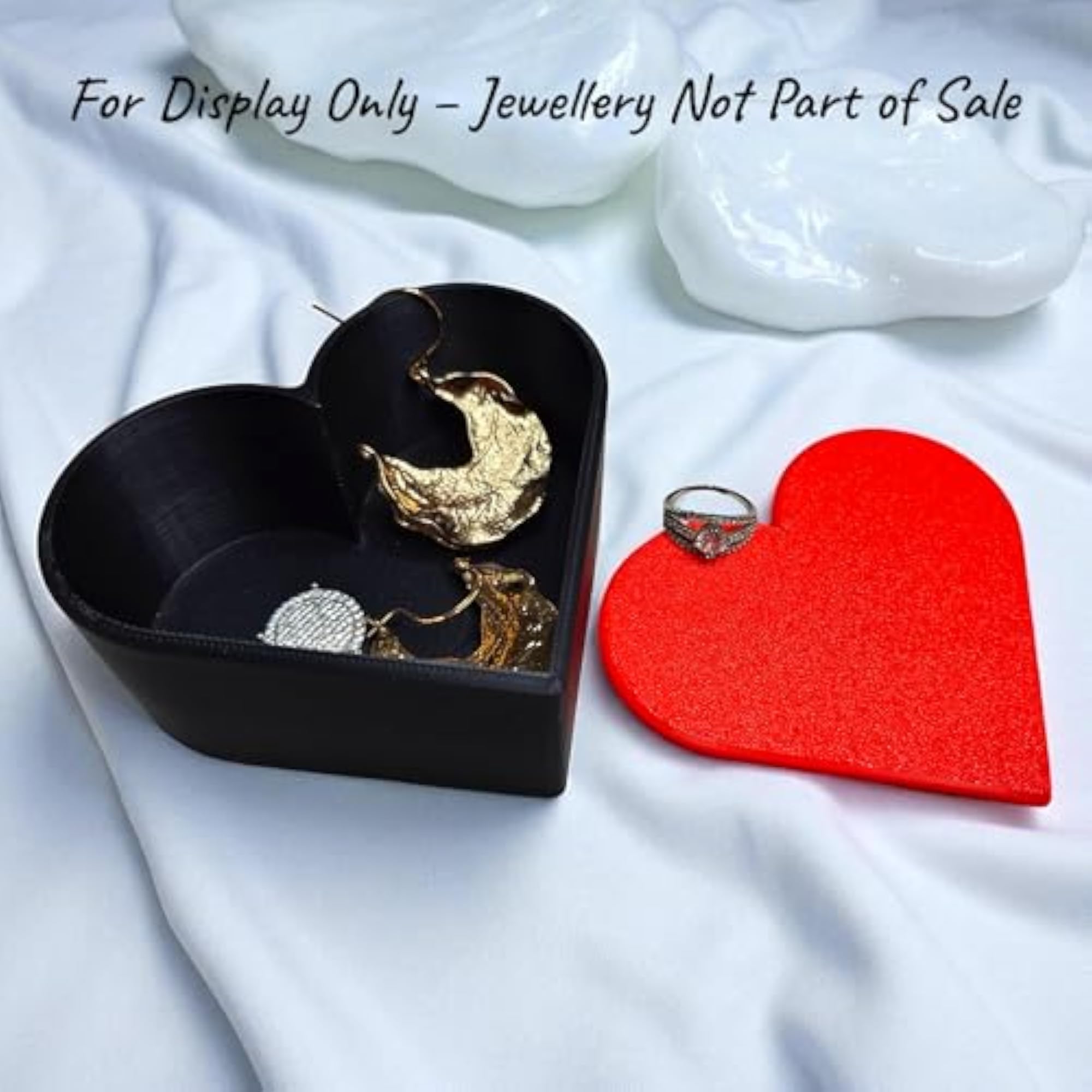 Heart Shaped Jewellery Box with Red Lid & Black Base