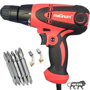 MAGNUM MSD-10PRO Electric Screwdriver 350W, Copper Armature, Chuck 10 mm, 750 RPM, Torque 19+1 Drill (Red-Black) (MSD-10PRO 5 BITS, CARBON BRUSH) (MSD-10PRO-5BITS)