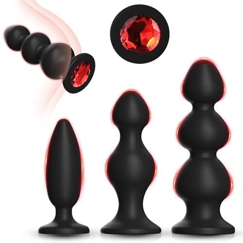 3 Stück Analplug Set Analplug für Frauen und Männer,Analspielzeuge Anal Toys,Butt Plug Analkugeln Analdehner Anal Beads Anal Kugeln,SM Plug Sexspielzeug Set,Sex Spielzeug für die Paare (Schwarz)
