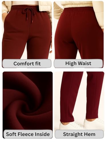 Image of BLINKIN Women's Fleece Track Pants | Warm Winter Joggers with Pockets | Soft Cosy Sweatpants & Gym Pants for Women (248)