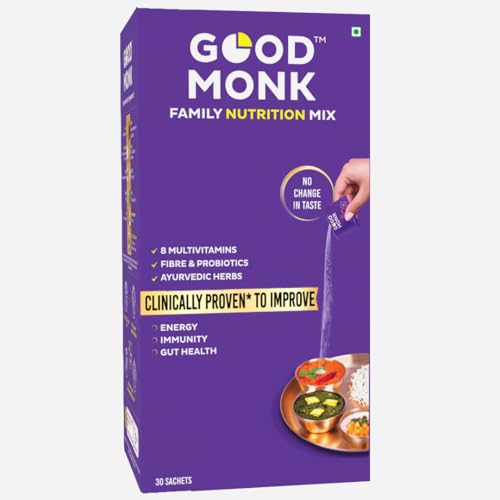 Image of Clinically Proven Multivitamin Mix for Kids, Men & Women | For Energy, Immunity, Gut Health | With Probiotics, Fibre, Vit B12, C, D, Iron, Zinc | Add To Food - No Taste Change | 30 Sachets