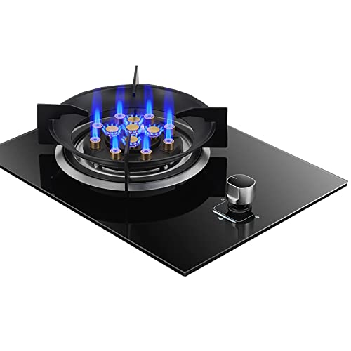 Cuisinière À Gaz 33 Cm, Cuisinière À Gaz 1 Brûleur, Brûleur Wok À Anneau De Feu 9,0 KW À 13 Cavités, Dessus En Verre Trempé Noir Avec Protection...