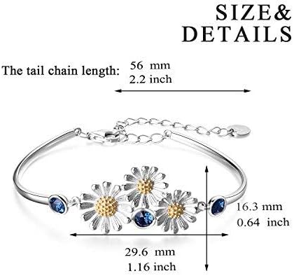 YAFEINI Daisy Bracelet 925 Sterling Silver Daisy Flower Bangle Bracelets for Women Jewelry Gifts - Image 4