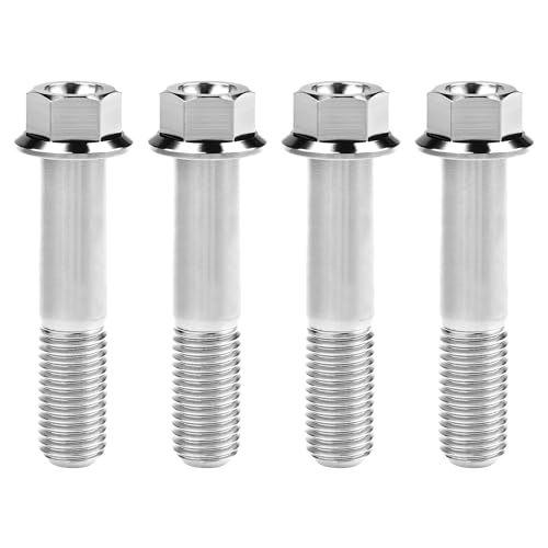 Image of Titanium Bolt M12 30 35 40 45 50 55 60 65 70 75 80 85 90mm Hex Small Flange Head for Motorcycle Car Modification Pack of 4 (M12x55mm Pitch 1.25, Silver)