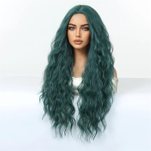 Pelucas verdes de parte media con rizos densos y textura suave de aspecto natural 2