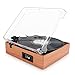 1byone Belt Drive 3 Speed Stereo Turntable with Built in Speakers, Natural Wood