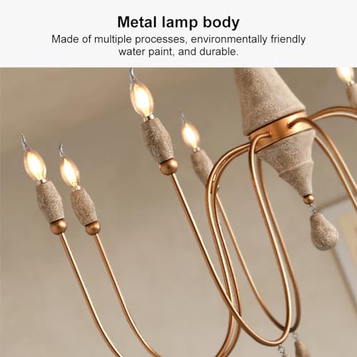Lovedima DJE93J1583 38.2 Inch French Country Chandelier, Modern Farmhouse 8-Light Candle-Style Chandeliers Wood Pendant Light Fixture thumb #2