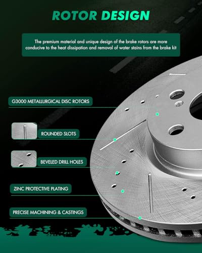 Image of SCITOO Front Brake Kits Drill & Slotted Brakes Rotor Brake Pad:31505;D1210 | Fit For Pontiac For Vibe 2009-2010,For Scion For xD 2008-2014,For Toyota For Corolla 2009-2019,For Matrix 2009-2013