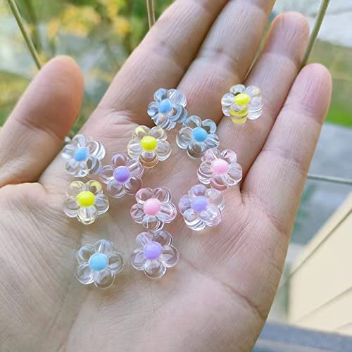 200Pcs 12Mm Flower Acrylic Beads Mix Candy Colors Flower Beads Plastic Pastel Beads Flower Shape Transparent Beads For Diy Crafts Braids Bracelet Earring Jewelry Making #TOP2