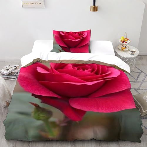 Imprimé 3D housse de couette fleurs plantes romantique microfibre 135x200