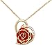Produktbild Halsketten für Frauen, 24K vergoldet herzförmige Rose Anhänger Halskette mit Geschenkbox, Ketten für Damen, Rot