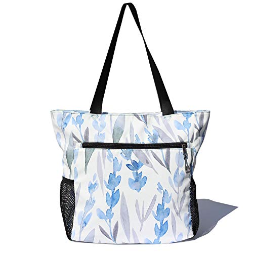 Esvan Original Floral Water Resistant Large Tote Bag Shoulder Bag For Gym Beach Travel Daily Bags Upgraded ([F] Floral Leaf) #TOP3