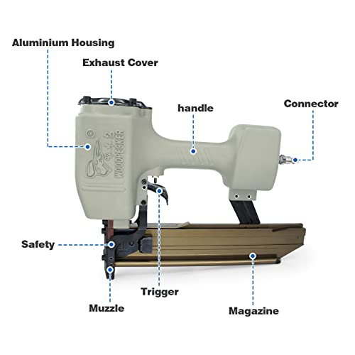 Woodpecker #N851 16 Gauge Pneumatic Heavy Wire Stapler, 7/16-Inch Medium Crown Safety Heavy Duty Construction Stapler Gun, 1-Inch To 2-Inch Length Air Power N Wire Stapler For Packaging, Paneling #TOP6