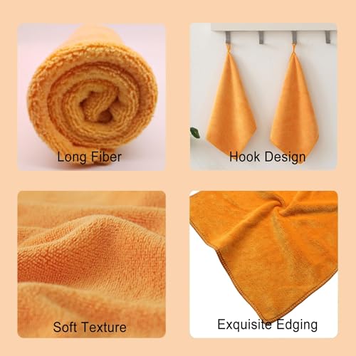Image of Ultimate Microfiber Cleaning Cloth - Car Drying Towel Scratch-Free, Lint-Free, and Super Absorbent for Drying,Kitchen Towels, Dish rags12x12 Inches Orange-12 Pack