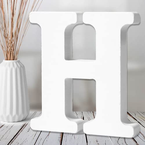 Lettres en bois blanc de 15,2 cm - Lettres en bois brut pour décoration murale - Lettres décoratives à poser - Pour travaux manuels, projets de fête (h)