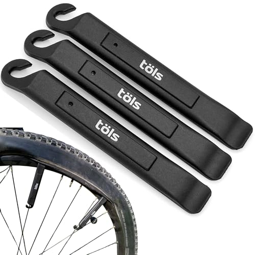 Tols TYRE LEVERS Set 3 Desmontables Bicicleta – Desmontadores Bicicleta compactos y Resistentes – Palanca de neumáticos de Bicicleta Ligera con Gancho para radios – Herramientas Bicicleta