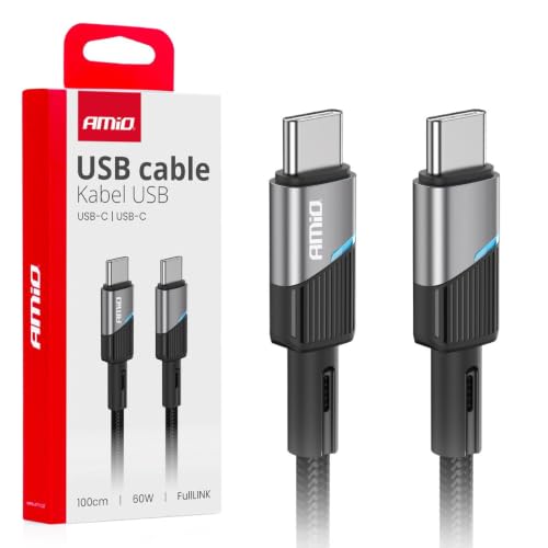 AMIO Cavo USB-C a USB-C 60 W 100 cm FullLINK Premium - Cavo di ricarica rapida di alta qualitĂ