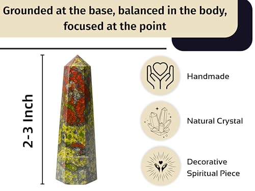 Image of Amazing Gemstone Dragon Bloodstone Crystal Towers - Natural Healing Crystal Point Obelisk for Reiki Healing and Crystal Grid (2 inch to 3 inch INCH)