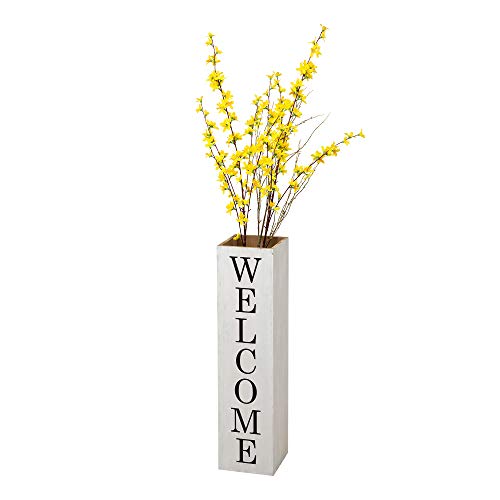 Glitzhome 30"H Wooden Welcome Porch Sign Rustic Double Sided Box-Shaped "Welcome, Home" Porch Sign For Front Porch Decor, Washed White #TOP4