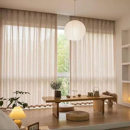 Rideaux de lin et coton café clair 132cm | Décoration d'intérieur moderne - 5