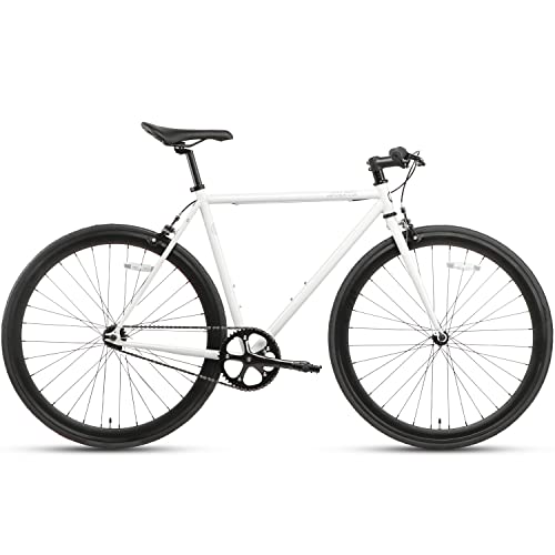 Avasta Single-Speed Fixed Gear Urban Commuter Bike For Women And Men,Light Weihgt Unisex Fixie Bike,Flat Handlebar And Flip Flop Hub City Road Bike,54 White #TOP1
