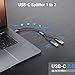 KiwiBird USB C Splitter 1 in 2 Out Charging, USBC Power Data Splitter Extension Y Cable, Type C Male to Dual USB C Female Port Adapter, Compatible with Laptop Mac Car Flash Drive Keyboard Mouse
