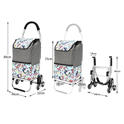 Belegao Einkaufstrolley 50 Liter mit 6 große Räder, Klappbar, Treppensteiger, Wasserdichter, Stabil Trolley, bis 45 kg belastbar, Einkaufstasche Grau, Multifunktional Einkaufstrolley – Bild 3