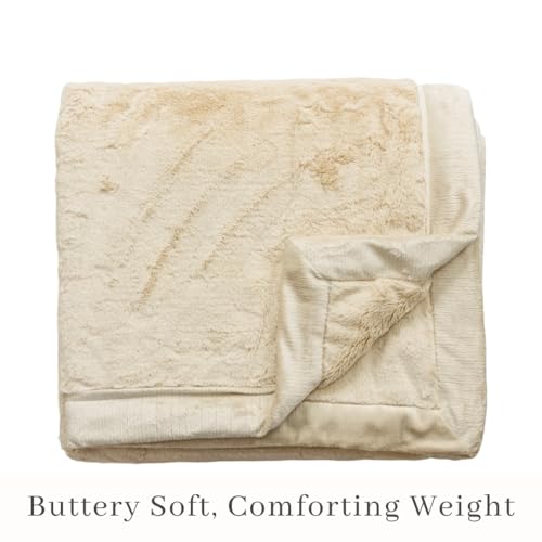 Image of SARANONI Oversized Luxury Blanket | Breathable Super Soft, Lush, Plush Comfy Blankets for Adults | Ivory - X-Large 60 inch x 80 inch