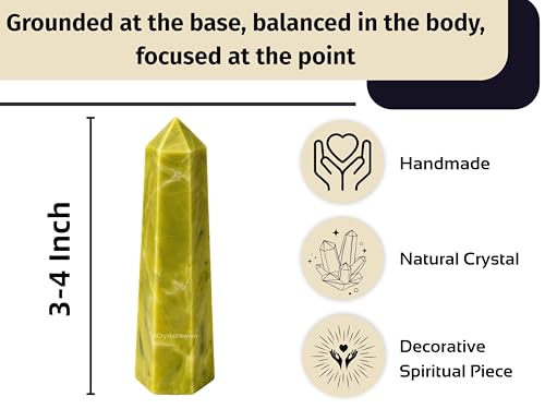 Image of Crystal Heaven Certified Serpentine Crystal Tower Obelisk Point for Chakra, Healing and Balancing - AAA Grade Original Certified Gemstone Agate for Reiki Meditation Yoga Spiritual (3-4 Inches)