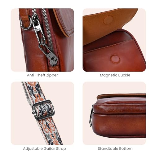 Image of HESHE Small Leather Crossbody Bag for Women RFID Phone Purse with Card Slot